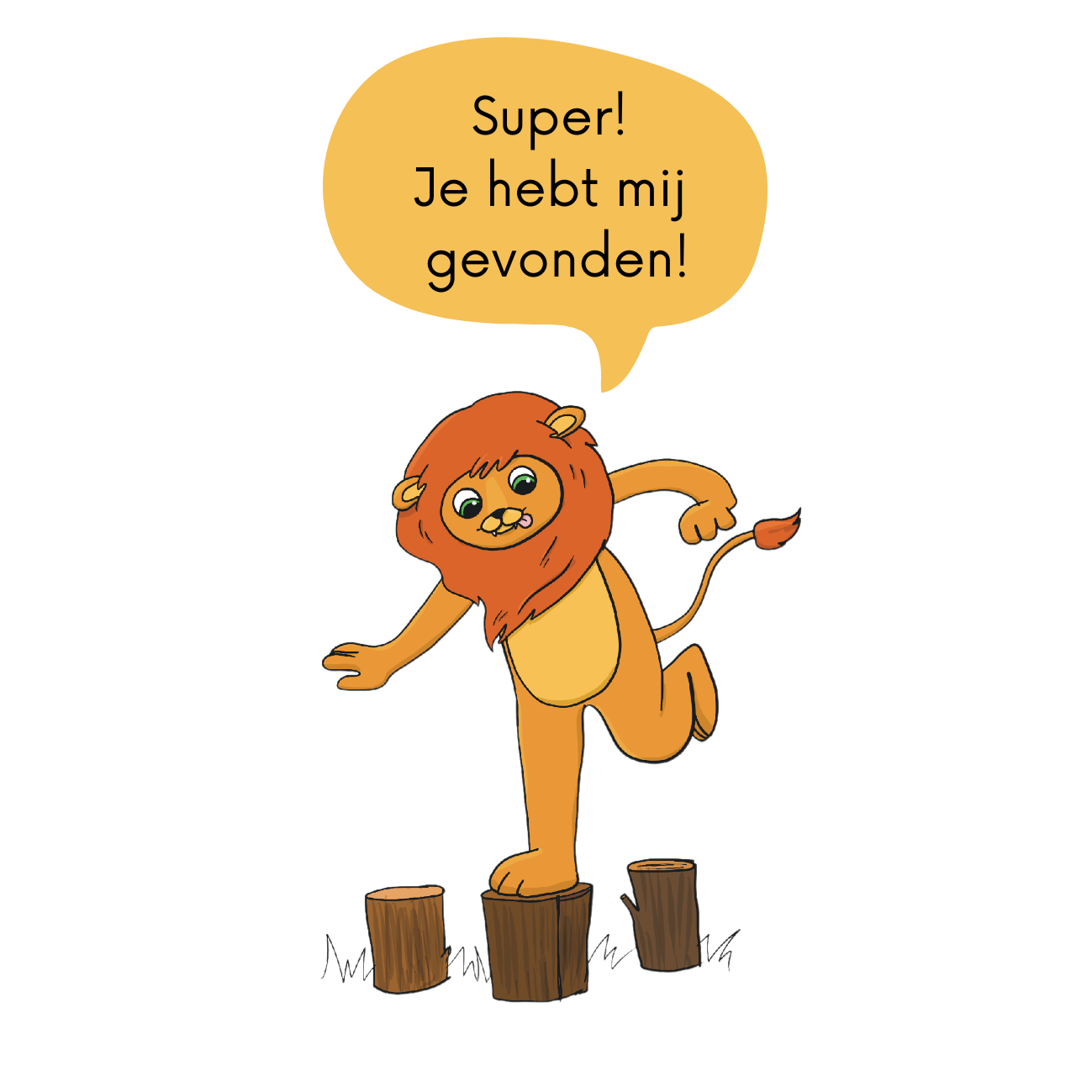 Leeuwtje zegt: Super! Je hebt mij gevonden!