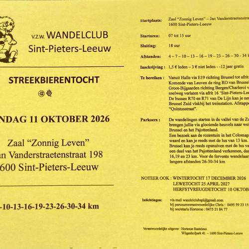 Streekbierentocht - Wandelclub Sint-Pieters-Leeuw © Vanderstraeten