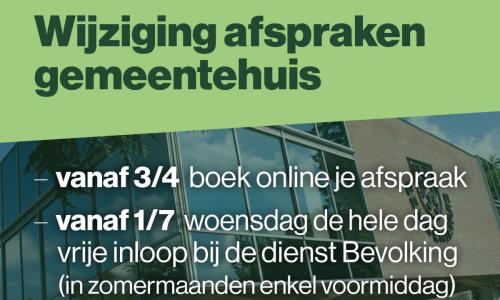 Vanaf 3 april kan je zelf 24/7 een afspraak vastleggen