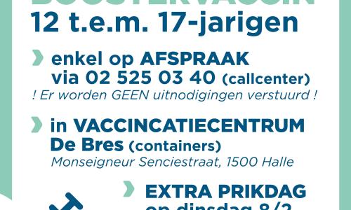 Boostervaccin 12 t.e.m. 17-jarigen