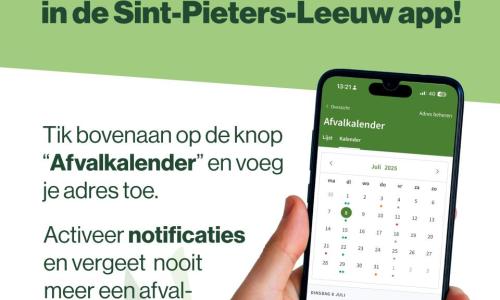 Nieuw: afvalkalender nu ook beschikbaar in de Sint-Pieters-Leeuw app!