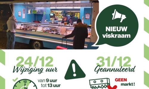 Wekelijkse markt: nieuw viskraam en wijzigingen tijdens de feestdagen