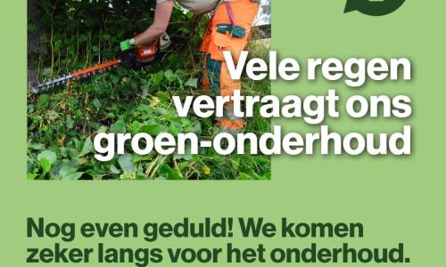Vele regen vertraagt ons groen-onderhoud