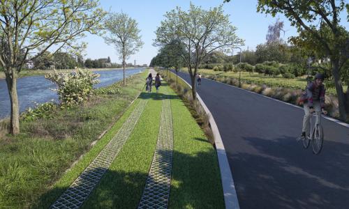 Grootschalige aanpassingswerken jaagpad fietssnelweg F20 langs kanaal naar Charleroi