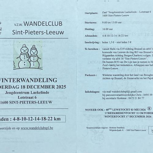 Winterwandeling - Wandelclub Sint-Pieters-Leeuw © Vanderstraeten